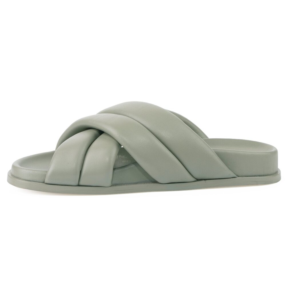 ANINE BING Lizzie Leather Slide Sandals in Sage Green — Size 38 (US 7.5) - Picture 7 of 13